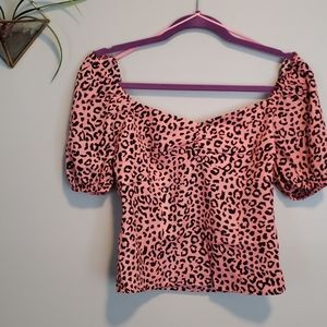 Pink Leopard print crop top
